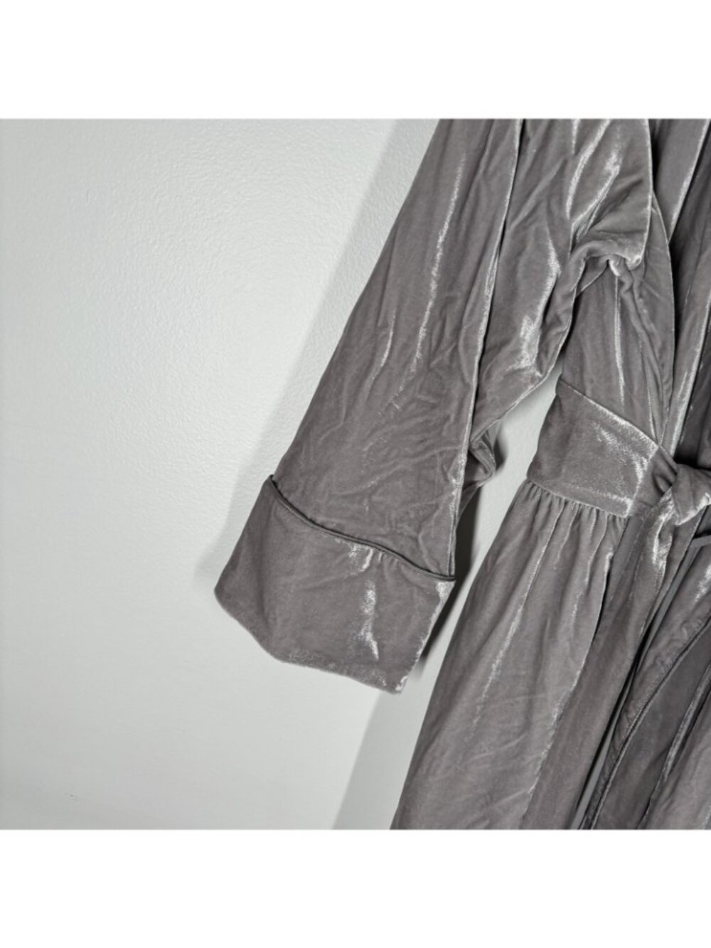 Soft Surroundings Women L Gray Taupe Moonlight Silk Velvet Long Maxi Robe NWT - Picture 5 of 13